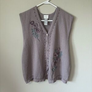Vintage Embroidered Sweater Vest Large